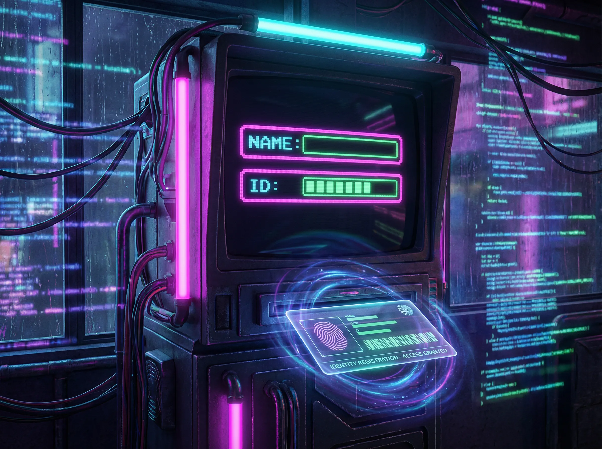 冰球突破 赛博身份认证终端 - 复古街机注册系统
